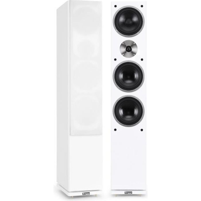 auna Linie-600-WH - Paire d’enceintes colonne passives 3 voies avec 2 subwoofers 6.5