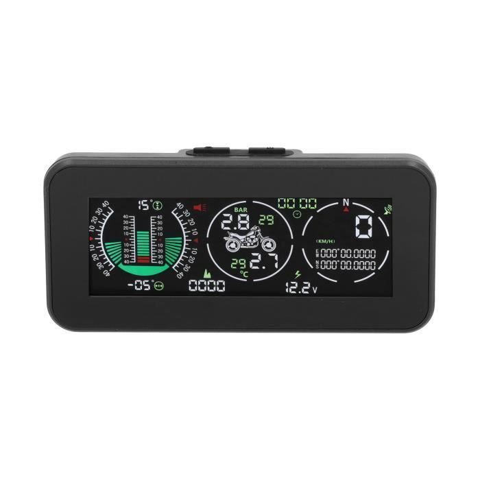 Inclinometro per moto Ashata, display head-up, allarme di avviso di velocità eccessiva, monitor GPS della pressione dei pneumatici per