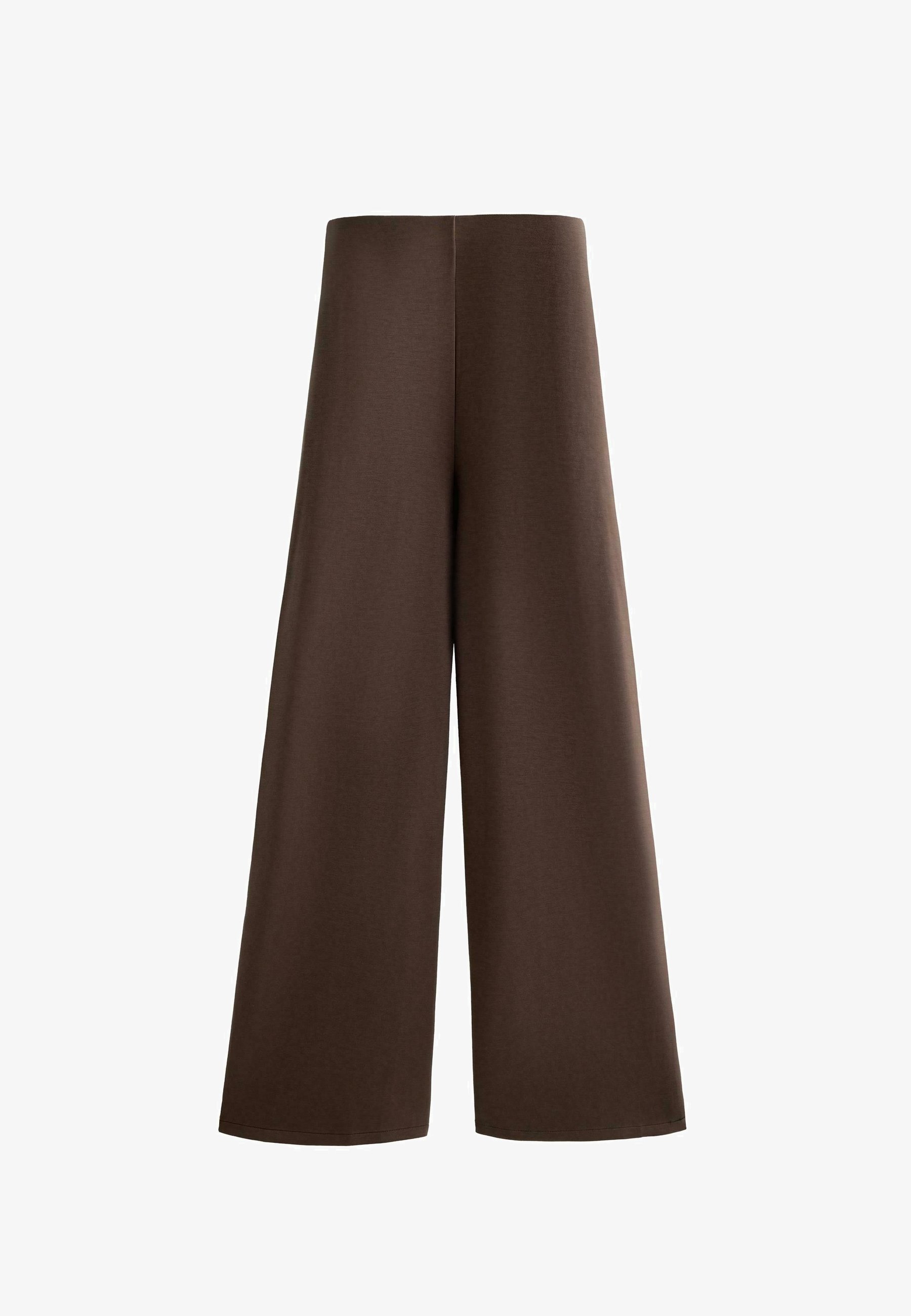 OYSHO SOFT-TOUCH WIDE LEG SIDE-PLEATED - Broek - donkerbruin