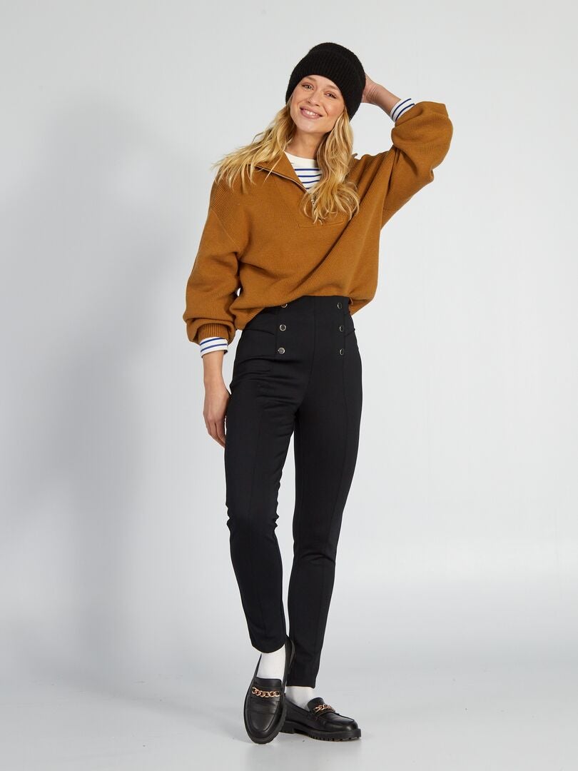 Trui met col en ritssluiting - KHAKI