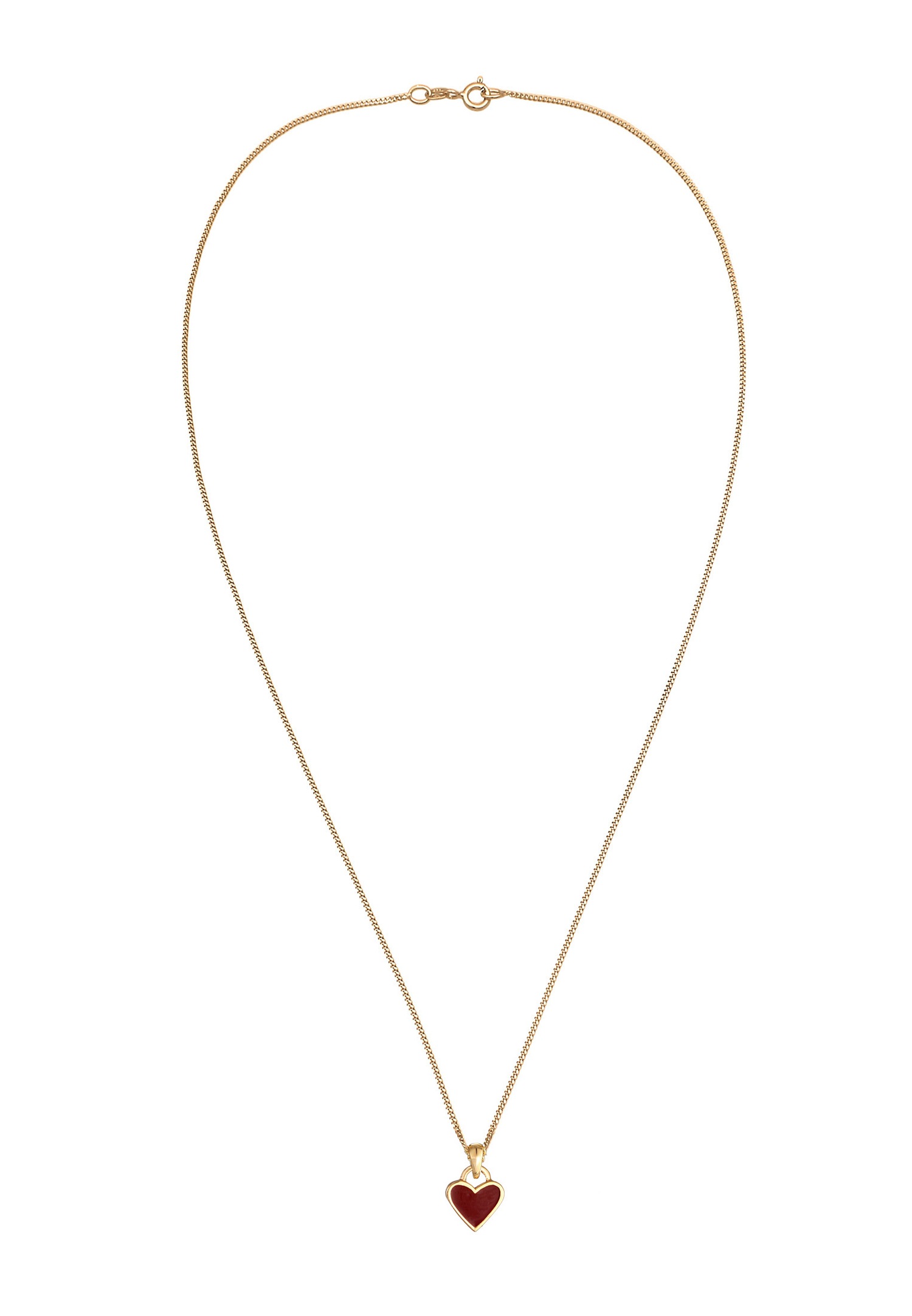Elli Femmes Pendentif coeur Amour avec Émail rouge en Argent Sterling 925 Plaqué Or