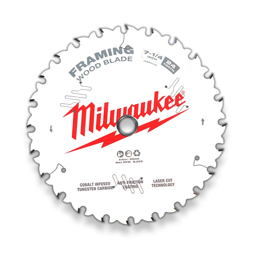 Lamă de ferăstrău MILWAUKEE cu cadru de lemn, 184 mm (7 1/4