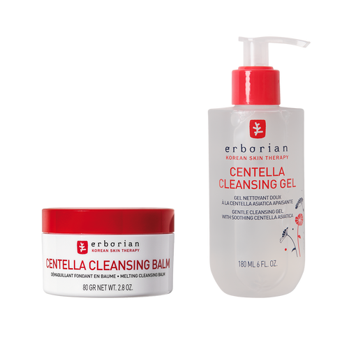 Duo nettoyant coréen double action — gel nettoyant et baume huileux solide