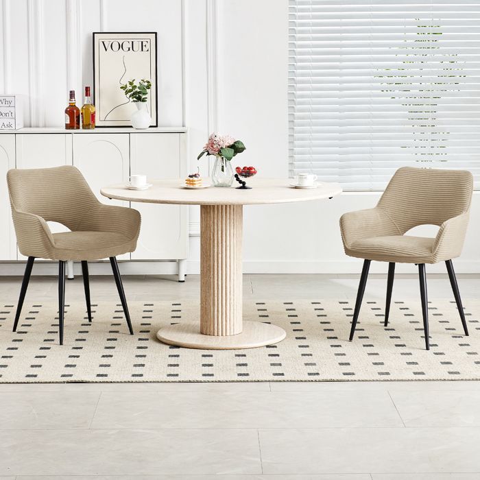 WAFTING Lot de 2 Chaises de Salle à Manger avec Accoudoirs, Rembourrées avec Dossier en Velours,Marron