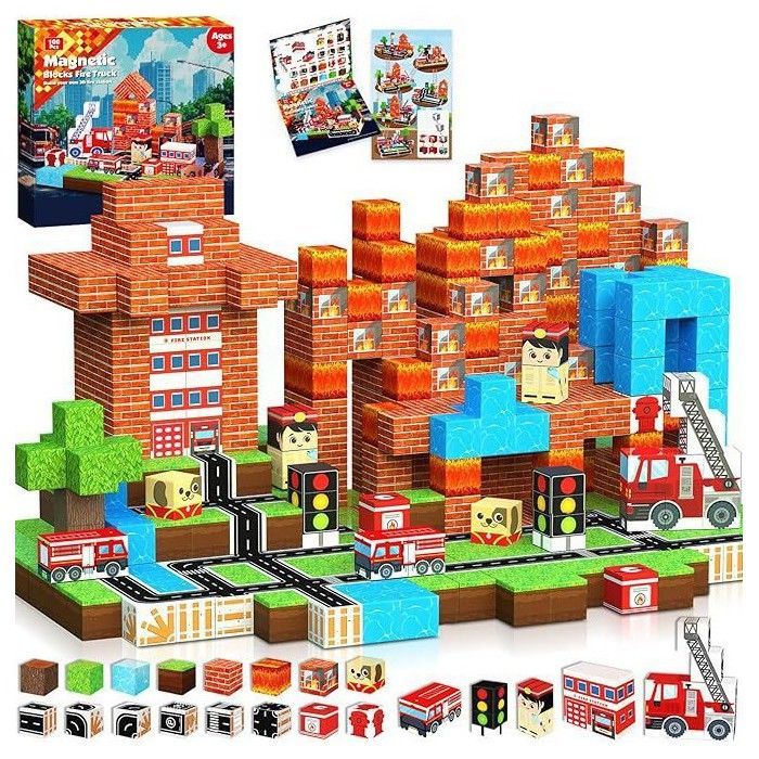 Bloques de construcción magnéticos de 100 piezas para niños, a partir de 3 años, bloques cúbicos magnéticos para niños y niñas.