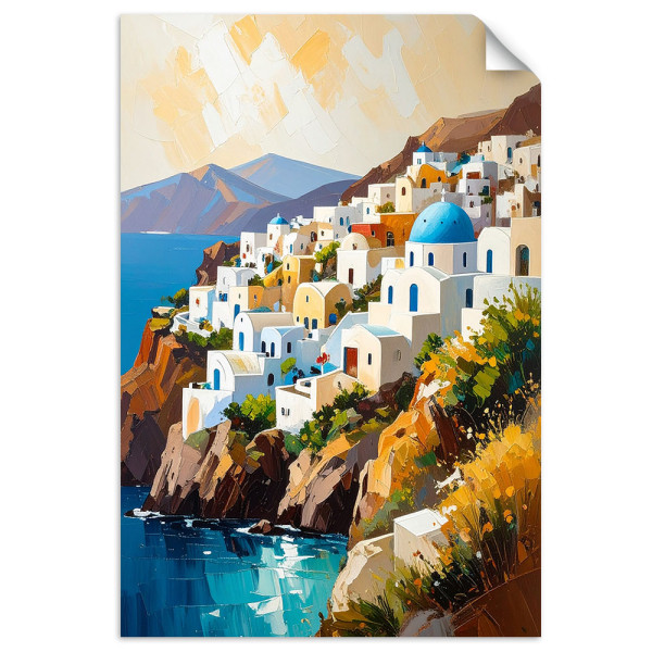 Naklejka samoprzylepna do salonu Feeby Santorini Grecja Pejzaż 20x30