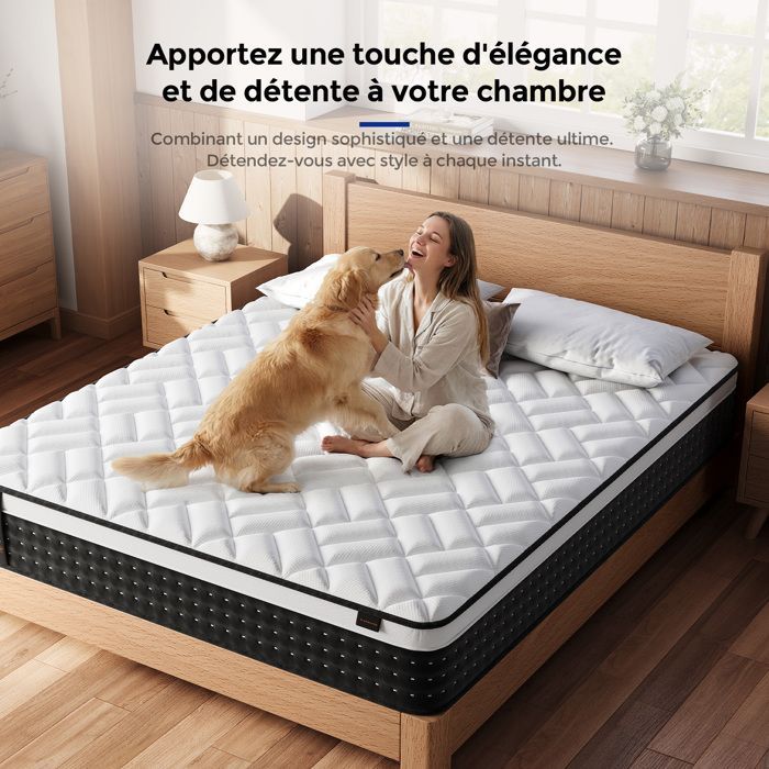 Materasso Patbrela 140x190 cm - Spessore extra 21 cm - Schiuma memory ad alta resilienza, lattice blu, ipoallergenico