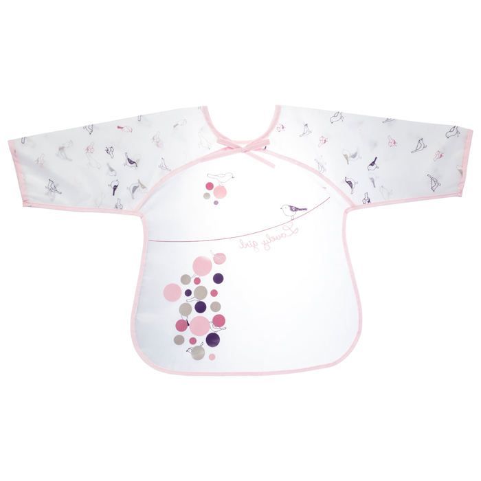Delantal babero de niña con diseño de pajarito