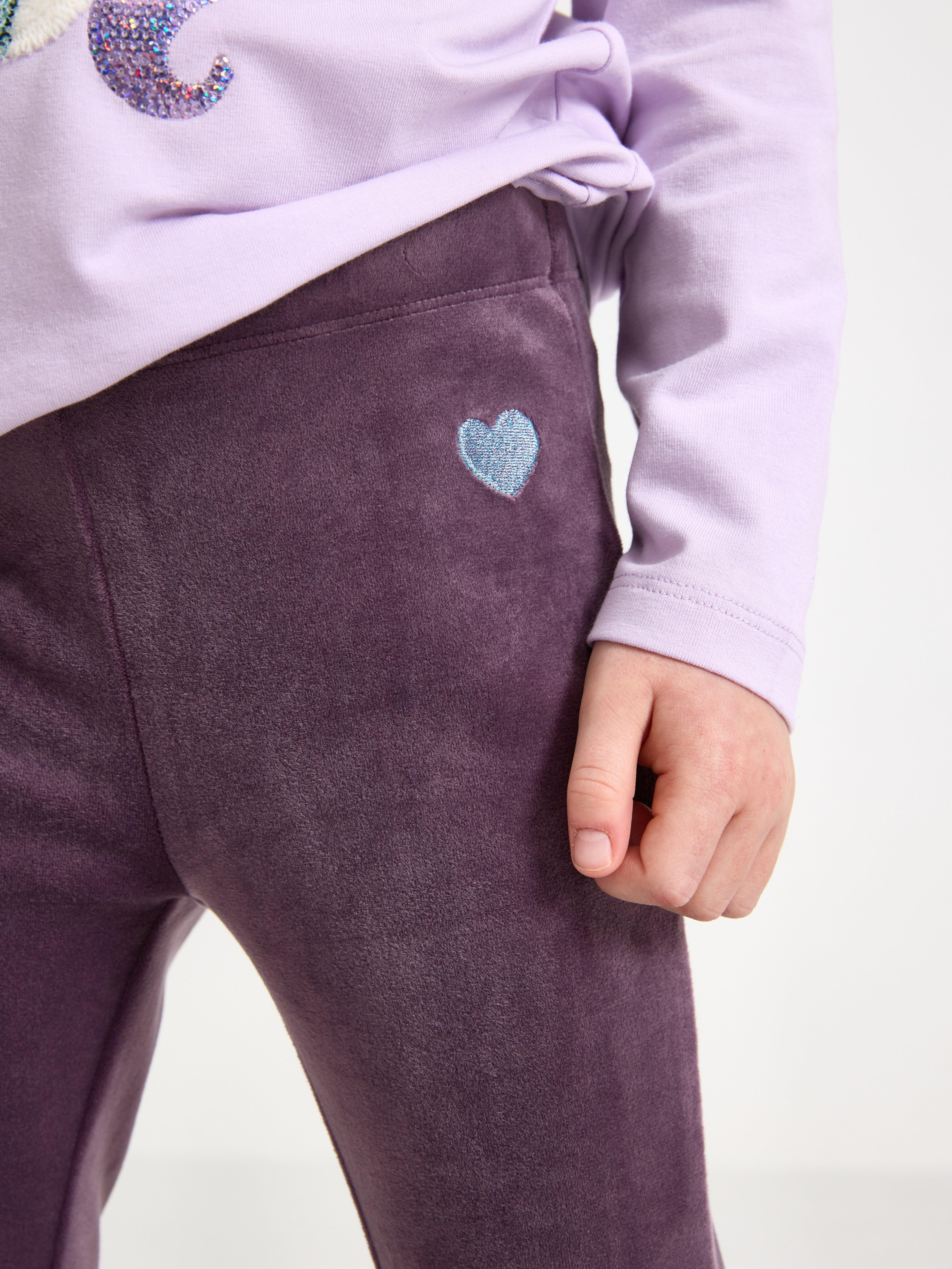 Utsvängda legíny a velur Light Dusty Lilac