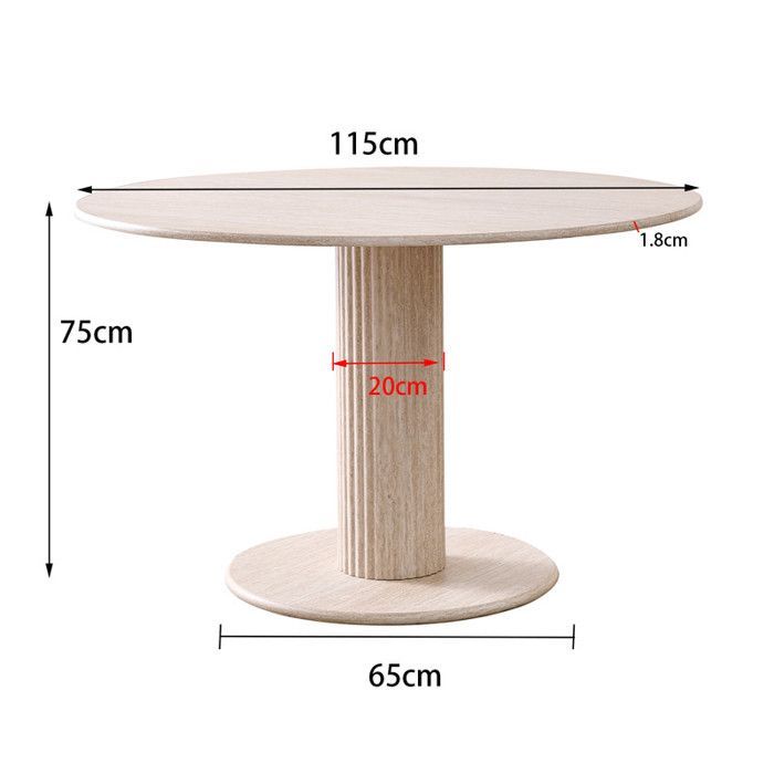 Mesa de comedor - Diseño moderno - Cilíndrica - MDF - Beige claro - 115x75cm