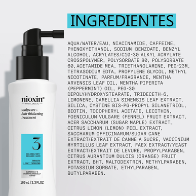 Nioxin Professionals Tratamiento para engrosar el cuero cabelludo y el cabello 3 Sérum ligero para cabello debilitado 100 ml