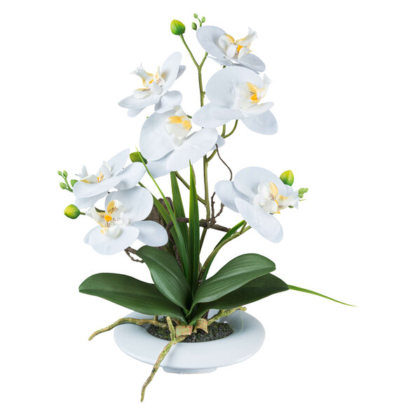 Orhidee artificială într-un ghiveci ceramic, 41 cm
