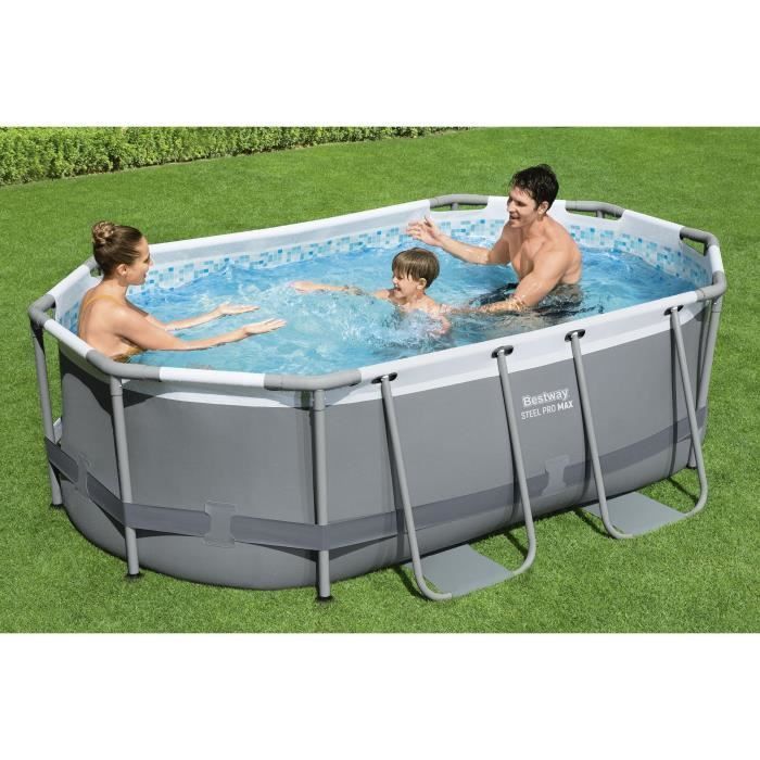 Kit de piscina tubular elevada BESTWAY - Steel Pro MAX™ - 305 x 200 x 84 cm - Ovalada (Incluye filtro de cartucho y 1 cartucho)