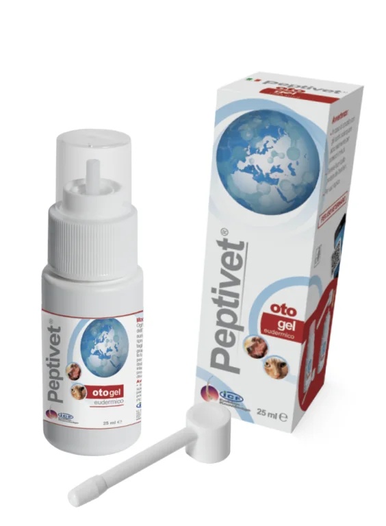 Peptivet Oto Gel 25 ml gel auricular para cães e gatos