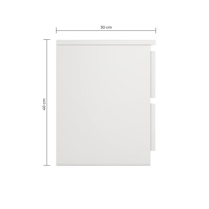 ASTER T2 - Mesita de noche contemporánea de 40x30x30 cm - Mesita de noche/auxiliar con 2 cajones de estilo escandinavo - Mueble de almacenamiento