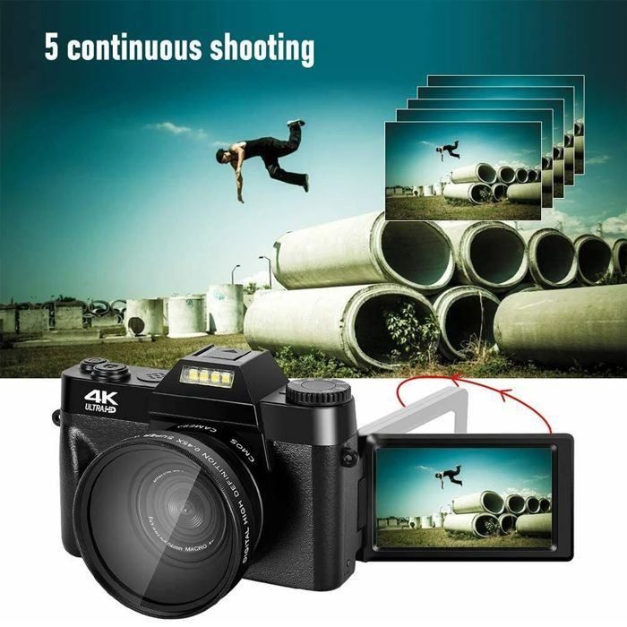 YONIS 48MP digitalkamera, 4K-videokamera, 16X zoom, WiFi