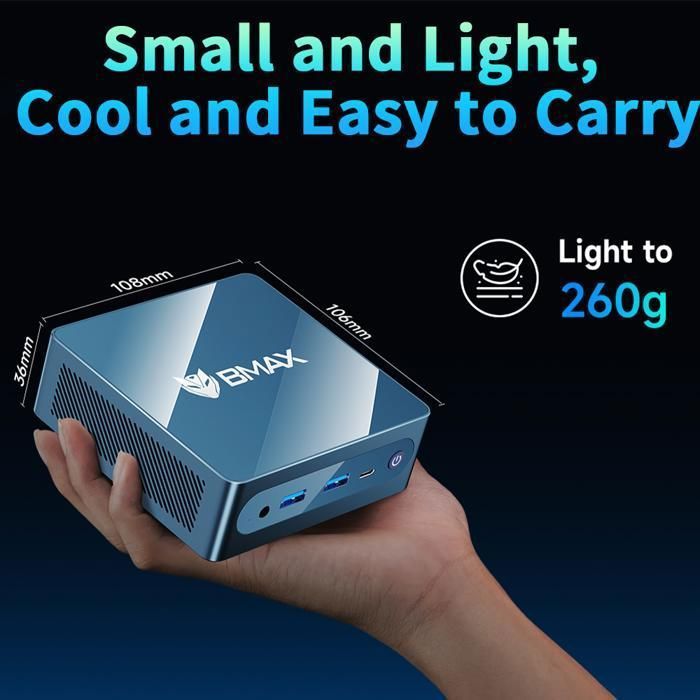 BMAX B4 Ultra Mini PC - Intel N150 3.6GHz - 12GB LPDDR5 - SSD de 512GB - Windows 11 Pro - Wi-Fi AC - 2x HDMI - PC compacto