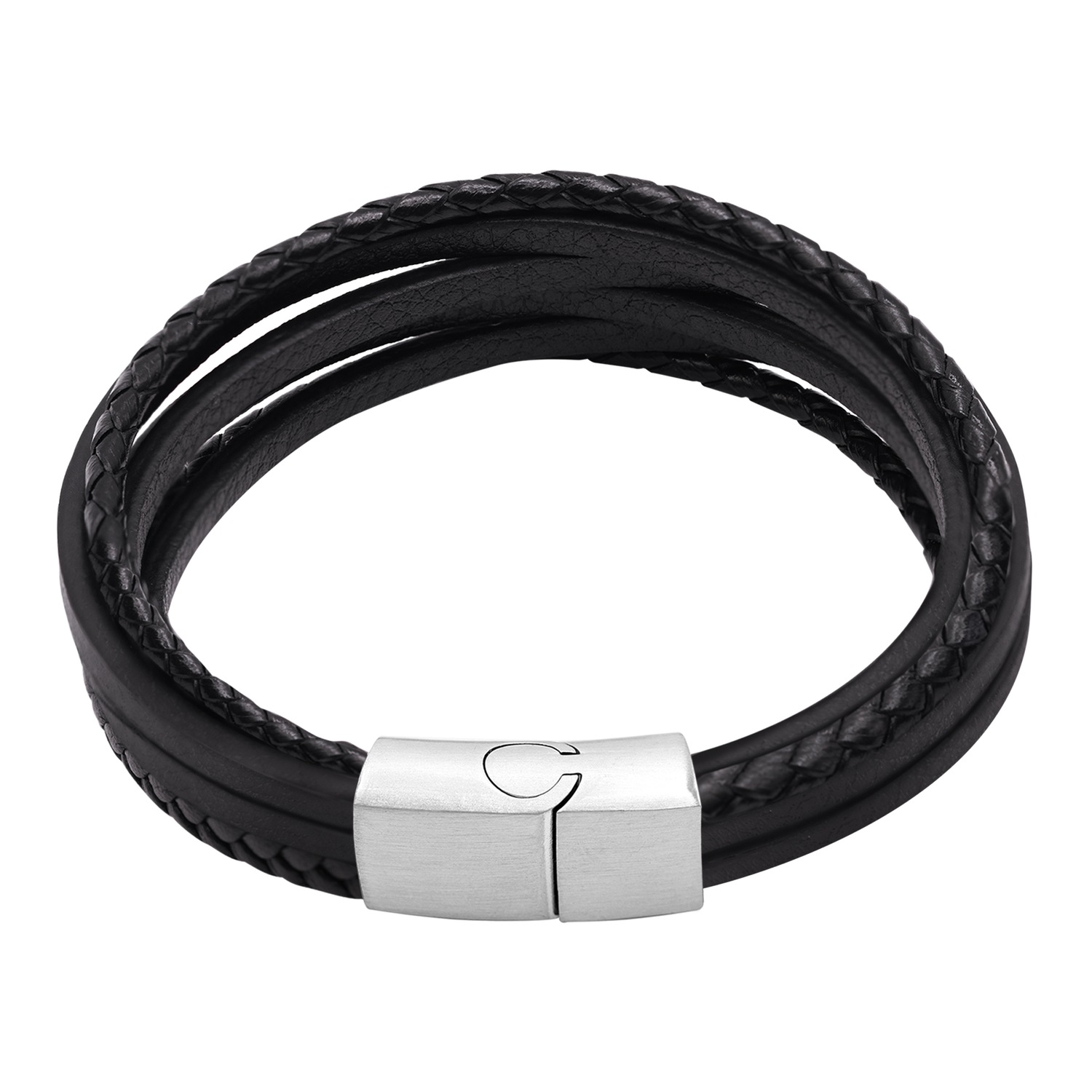 Heideman Bracelet en cuir Samu noir