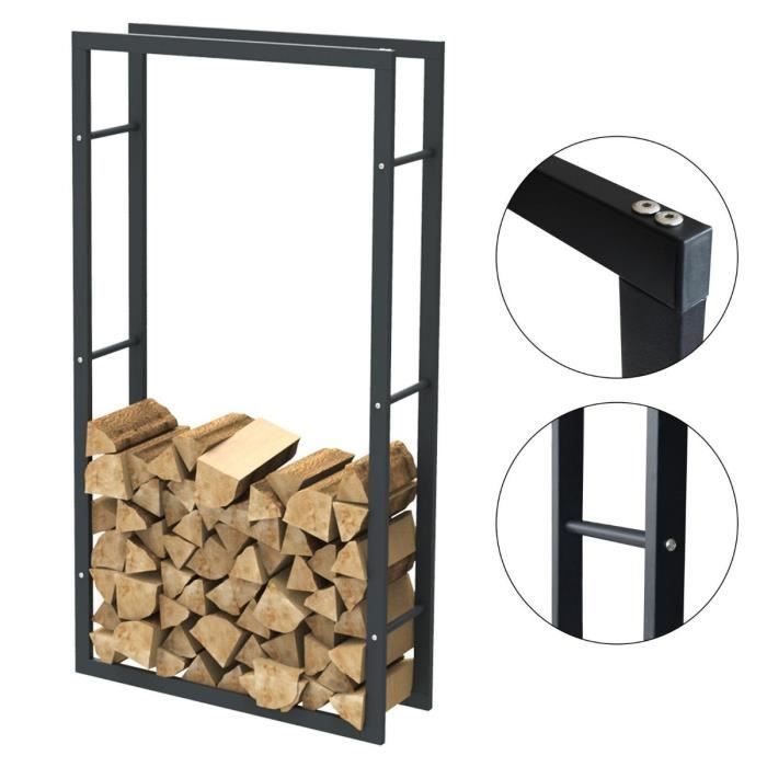 Suporte para lenha em aço preto Bc-elec HHWPF0023 - 150x80x25cm