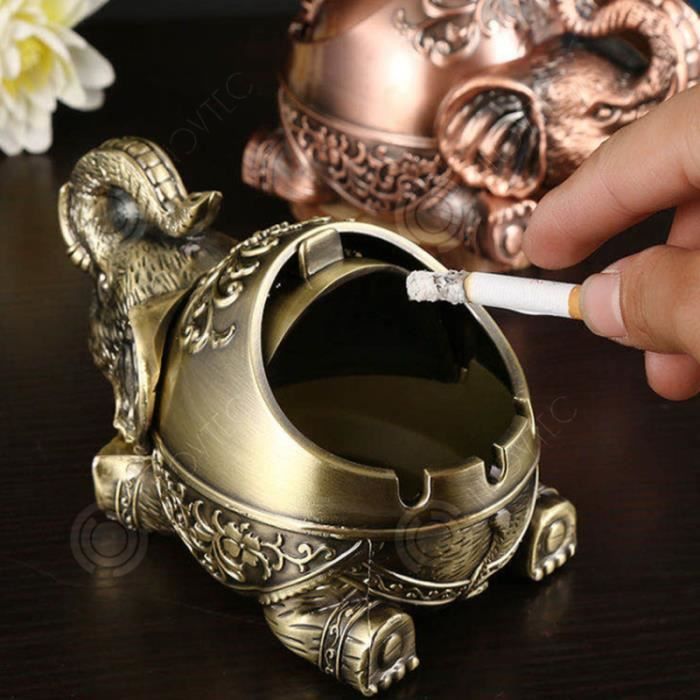 Cenicero práctico con forma de elefante para fumadores INN® con tapa decorativa, accesorio para cigarrillos para uso interior y exterior, adorno anticaída.