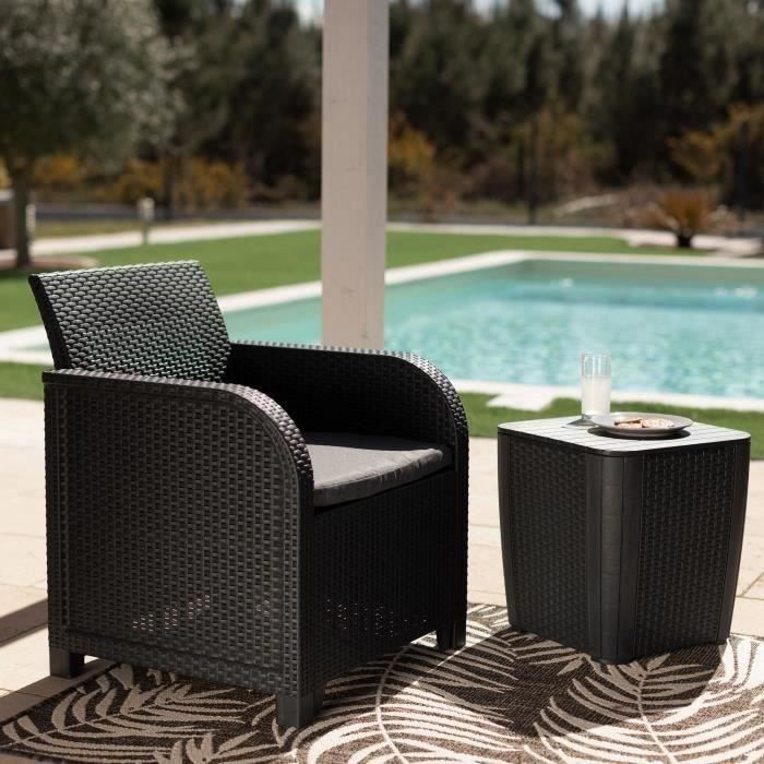 Sillón de jardín con cojín - en resina - Allibert de KETER - SanRemo - Gris grafito