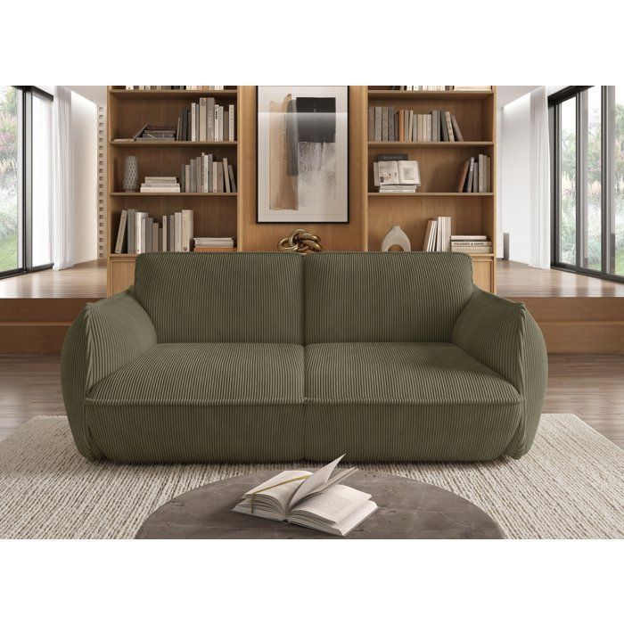 Vaste bank - 3-zits - SOFFIO - Groene stof - 220 x 98 x 83 cm