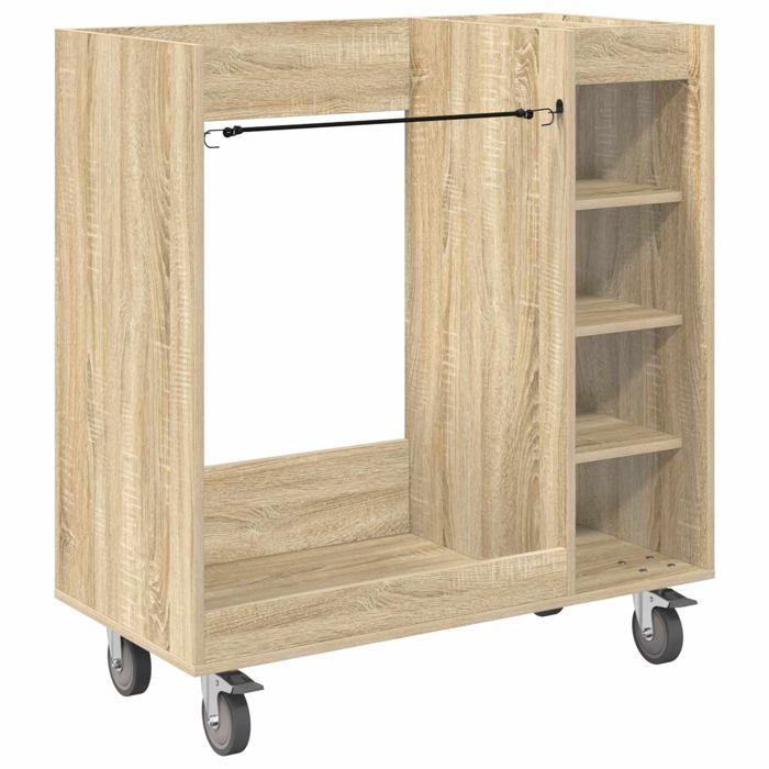 Taquilla de golf - vidaXL - Roble Sonoma - 90x45x98 cm - Amplio espacio de almacenamiento - 4 ruedas - Estructura metálica