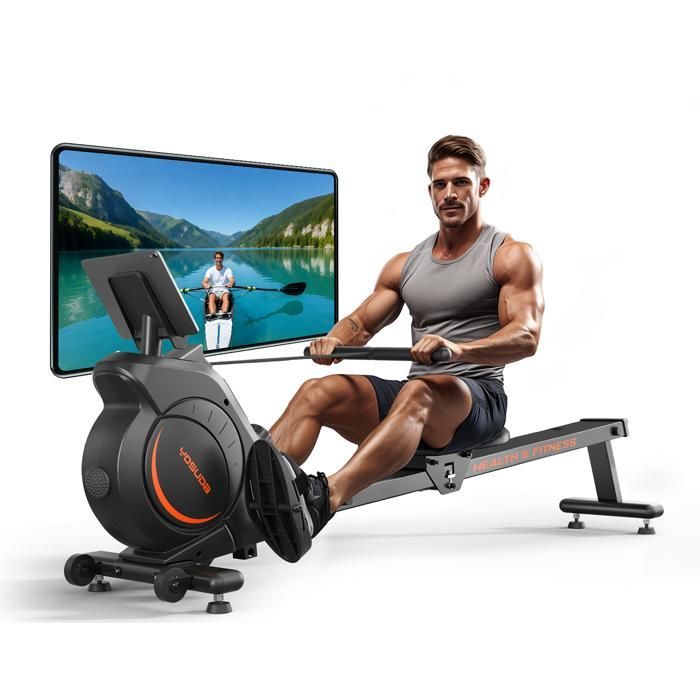 YOSUDA Rameur Magnétique 16 Niveaux - Silencieux avec App & Écran LCD, Capacité 160 kg, Cardio, Rangement Vertical, Montage Facile