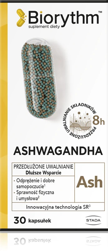 „Biorythm Ashwagandha“ maisto papildo kapsulės psichinei pusiausvyrai palaikyti
