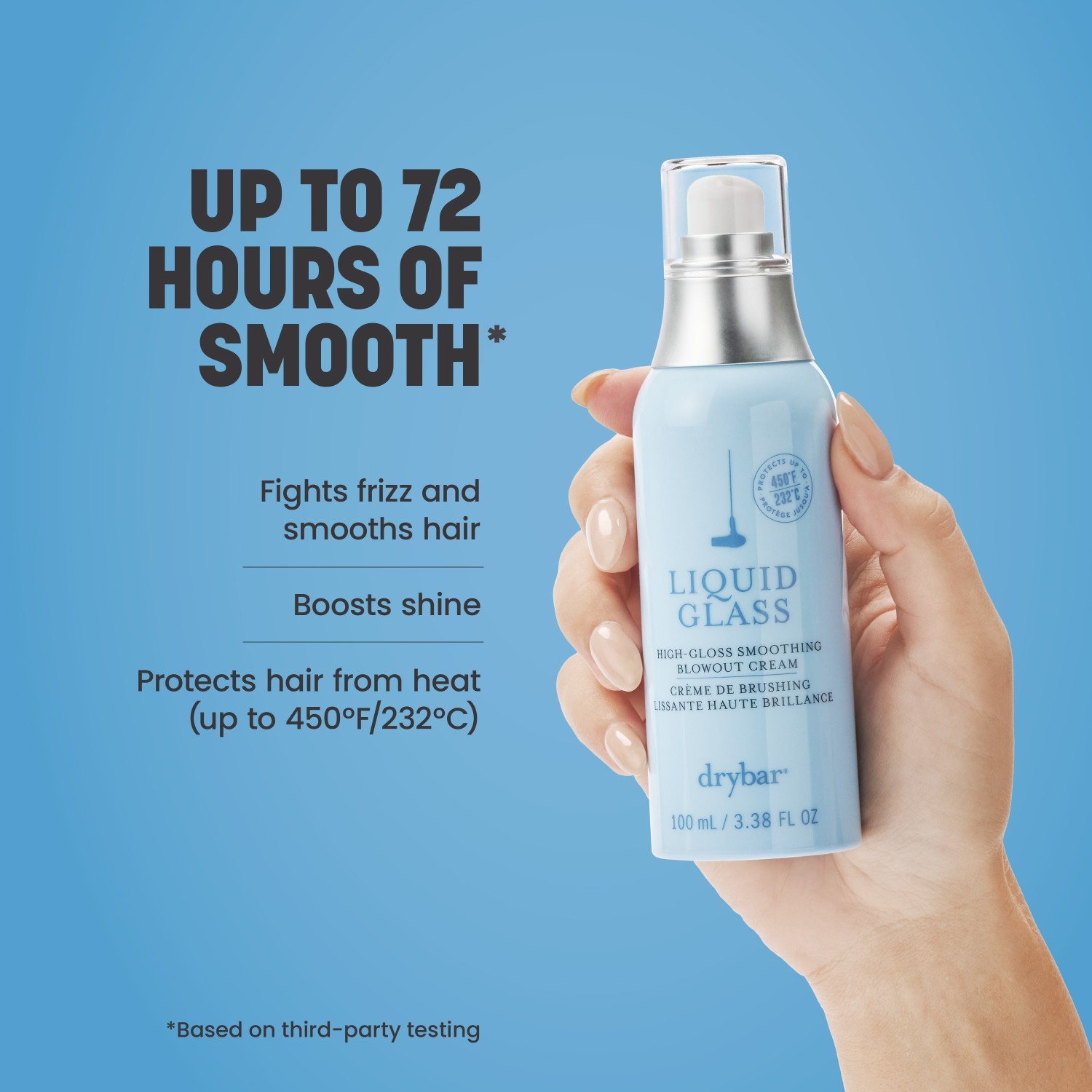 sprej na ochranu pred teplom drybar Liquid Glass Liquid Glass vysoko lesklý vyhladzujúci krém na fénovanie - 100 ml
