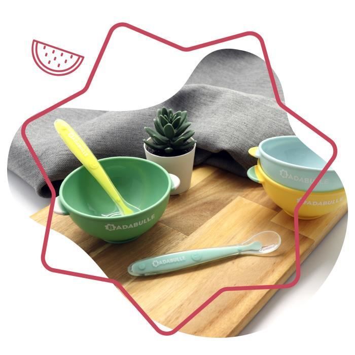 Badabulle Lot de 2 Cuillères en silicone - Ultra-flexibles, Ergonomiques, Sans BPA, 4m+
