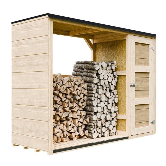 Depósito de Lenha Externo - 75 x 217 x A159 cm - Abrigo para Ferramentas e Lenha - 1,09 m² + 0,53 m² - TIMBELA M981 - CAVERNA DA TUNDA