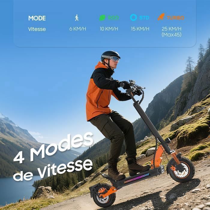 Monopattino elettrico TUNO NT3S con app, 1000W, velocità massima 45 km/h, autonomia 35-45 km, batteria 48V13Ah, pneumatici da 10 pollici, 4 modalità, pieghevole.