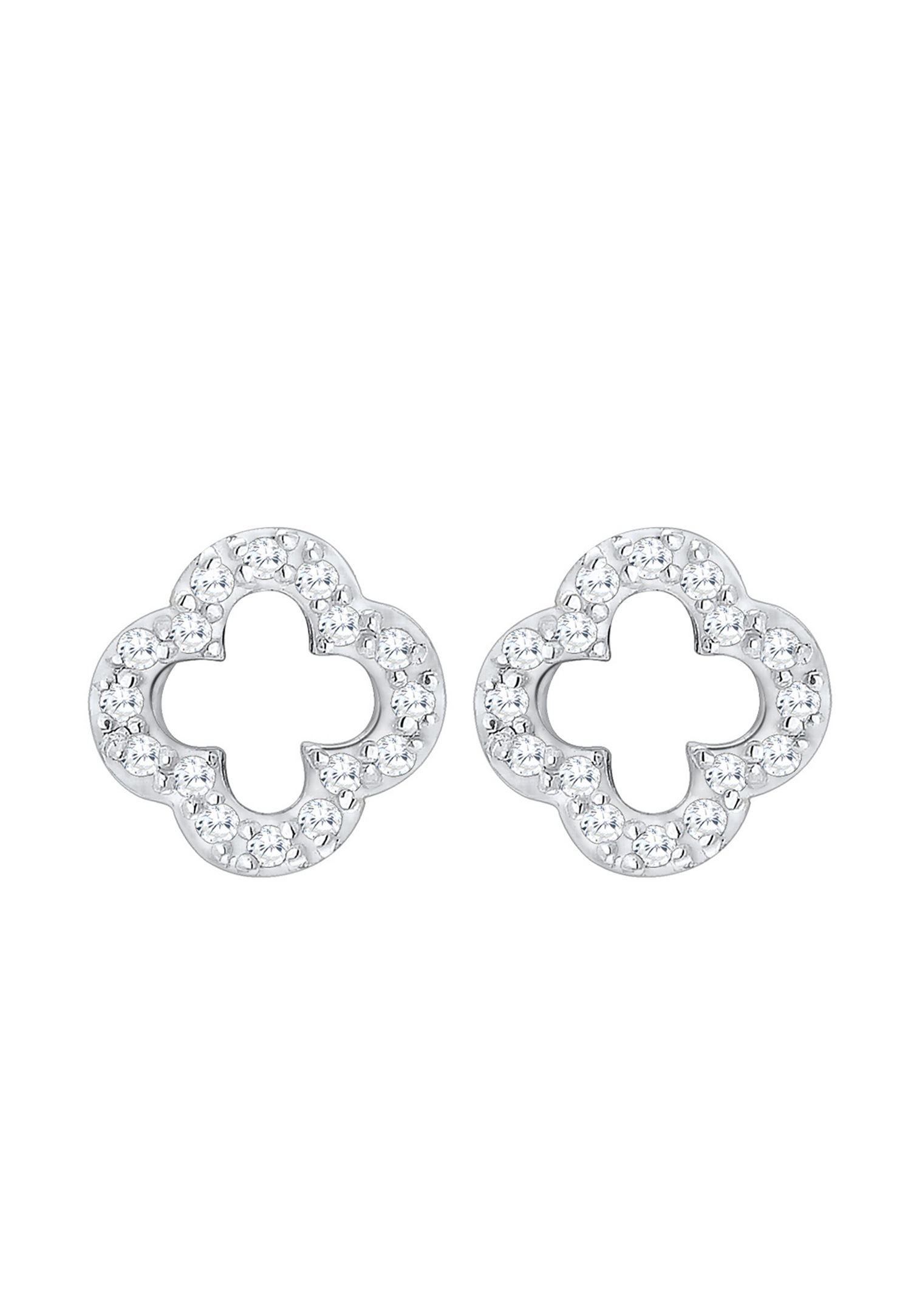 Elli Femmes Clous d'oreilles trèfle porte-bonheur avec zircon en argent sterling 925