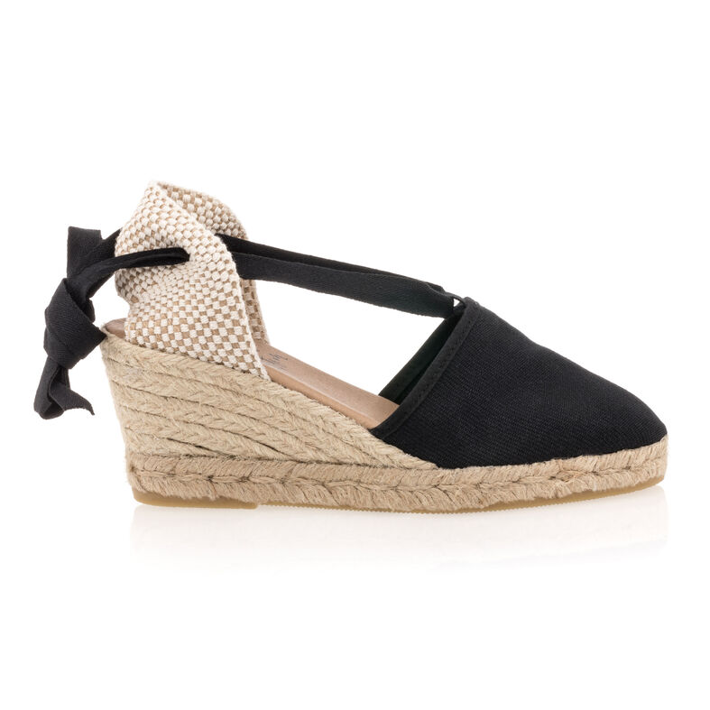 Zwarte espadrilles voor dames met touwzolen