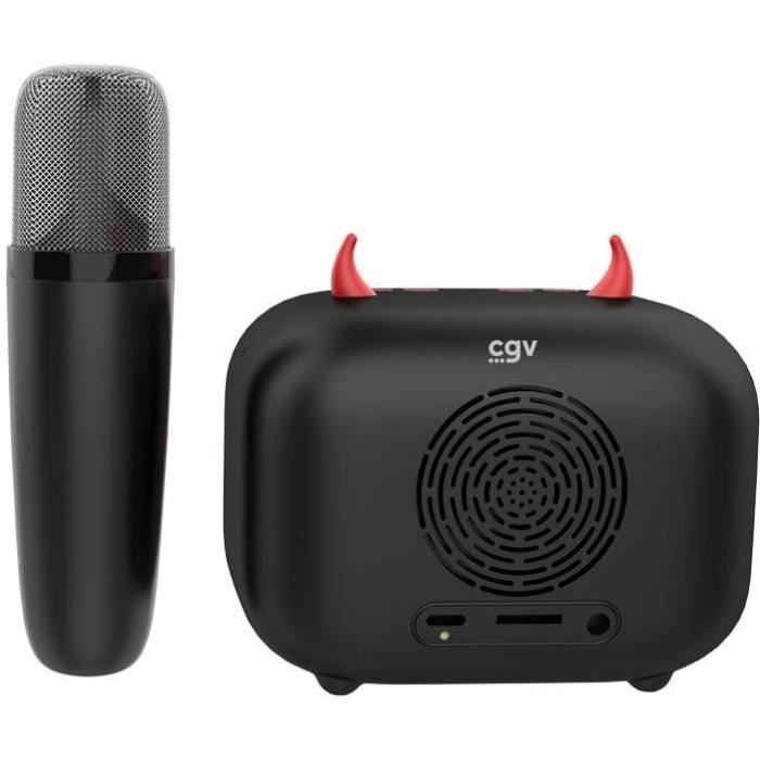 Karaoke-Set / Bluetooth-Lautsprecher und kabelloses Mikrofon – CGV – DIABLO, Magische Stimmeffekte, 8 Stunden Akkulaufzeit, USB-Aufladung