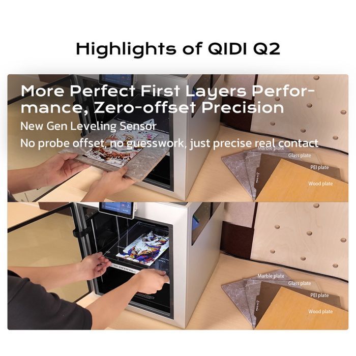 QIDI TECH Q2 Imprimante 3D  - Haute Vitesse 600 mm/s - Buse 370 °C - Chambre Fermée 65 °C - Nivellement Automatique - Caméra IA