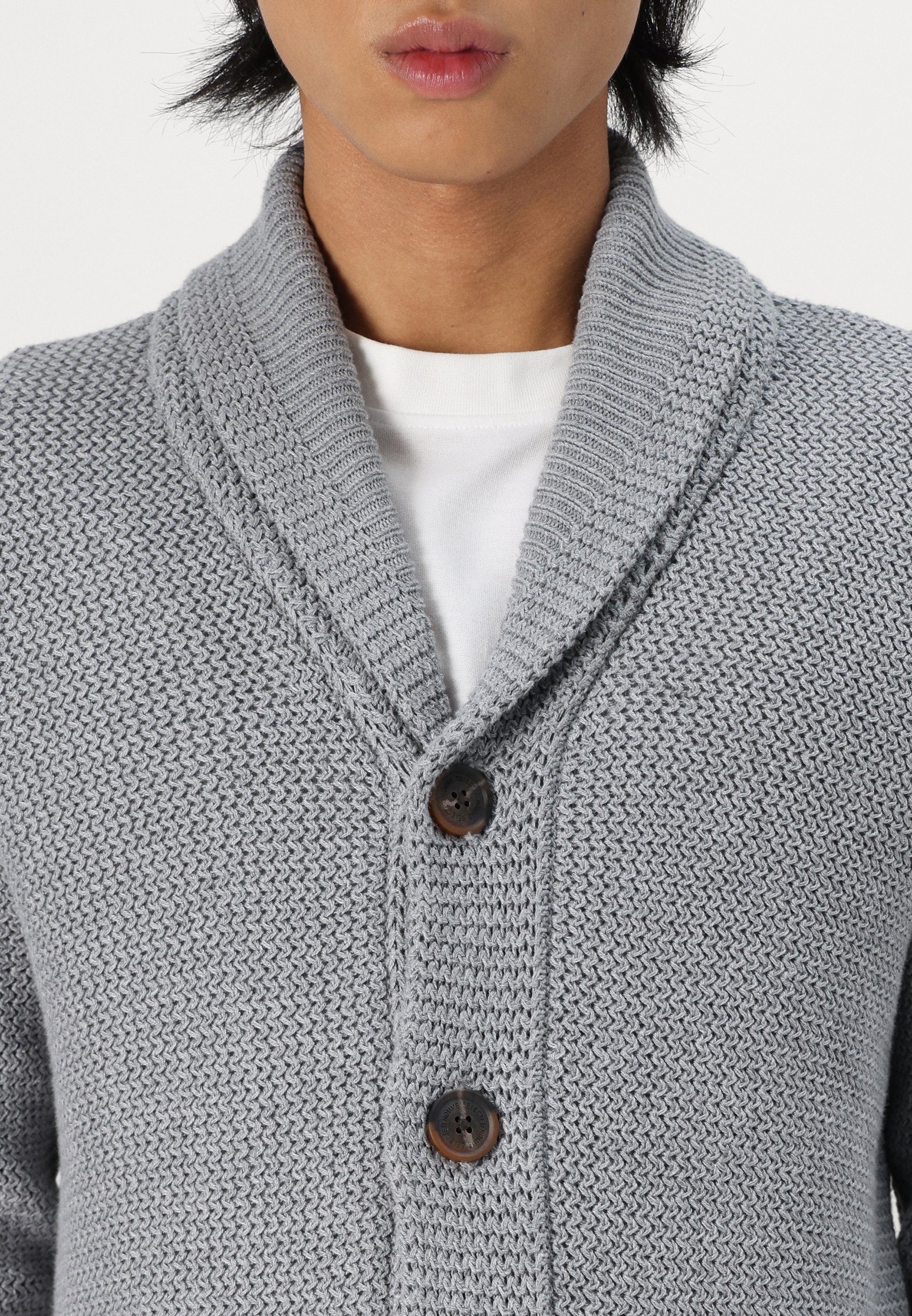 Selected Homme SLHRICHARD SHAWL NECK - Cardigan - grigio chiaro