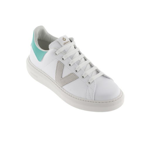 Αθλητικά παπούτσια Victoria Milan από τεχνητό δέρμα με φωσφοριζέ τακούνι και λογότυπο σε αντίθεση με το ακατέργαστο
