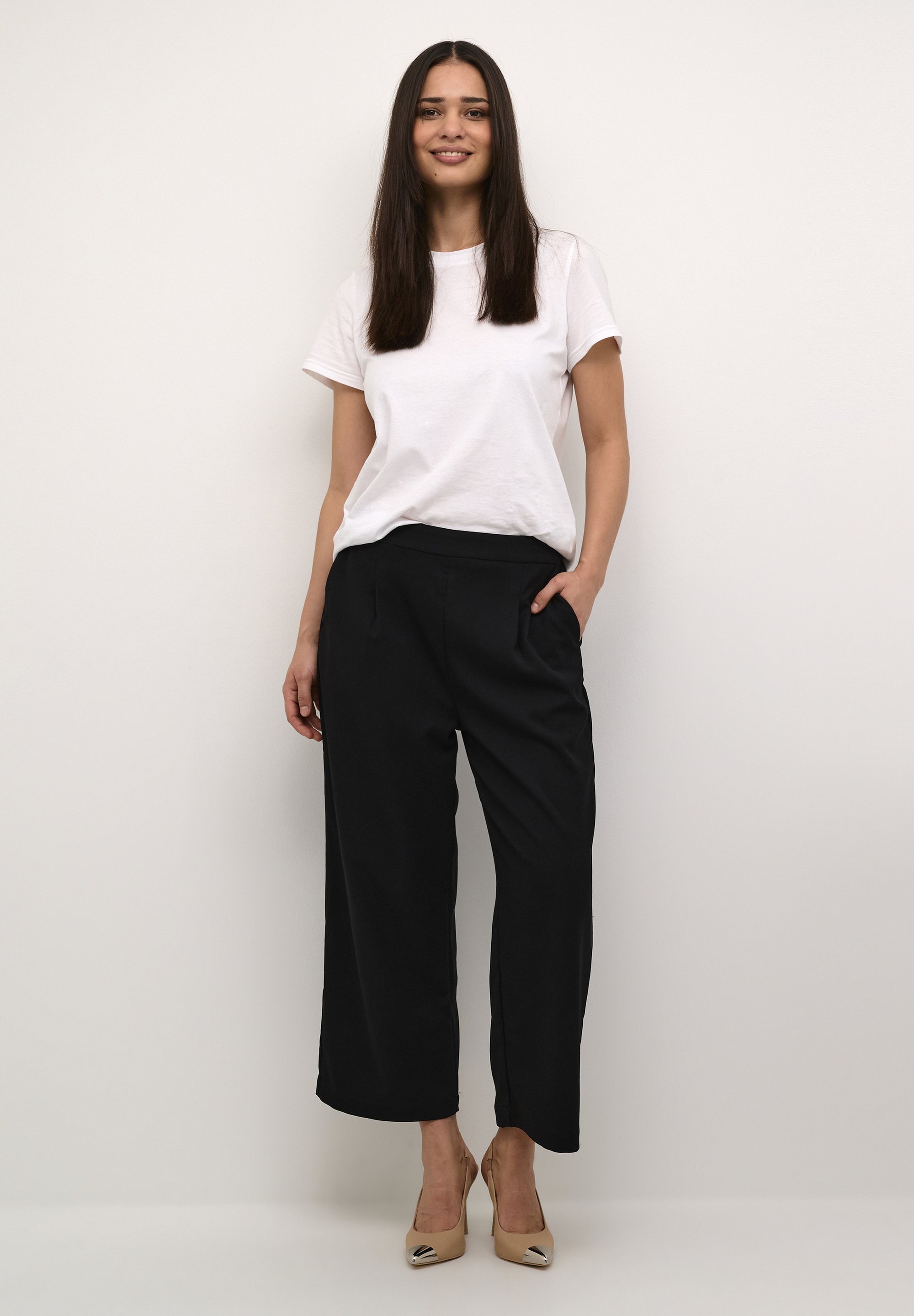 Kaffe MERLE CROPPED - Broek - diepzwart