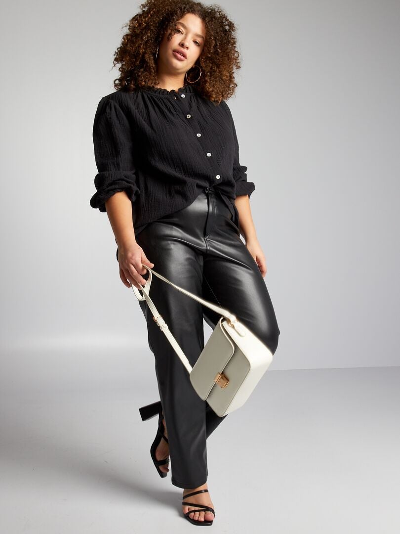 Blouse van katoenen gaas - zwart