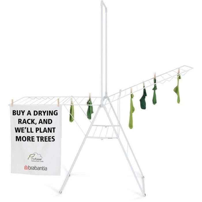 BRABANTIA - HangOn - Wasdroger - 25 m - Met wasrek - Wit