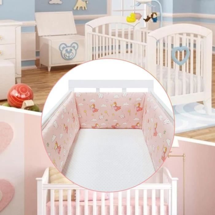 Tour de lit bébé 200 x 30 cm, coussin barrière anti-collision pour berceau contour lit bébé respirant en coton, nuages ​​gris