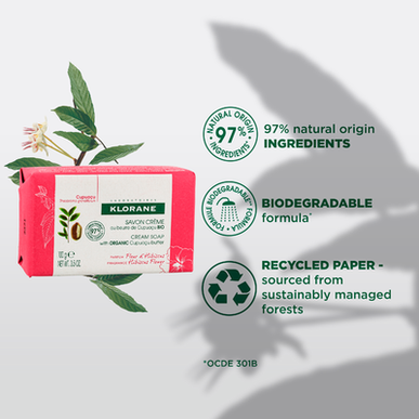 Klorane Organic Cupuaçu Smørkremsåpe Hibiscus Rensende og Pleiende Kremsåpe 100g 100g