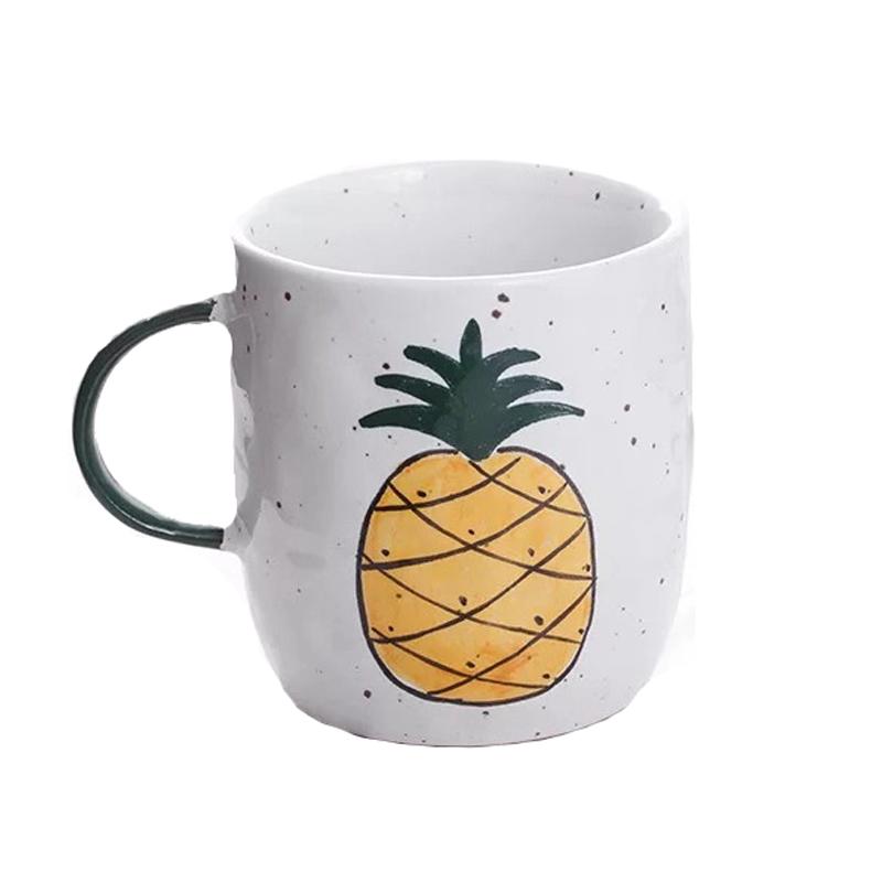 Tazza giapponese dipinta a mano, bianca, semplice, creativa, in ceramica, per coppie, con cartoni animati, tazze da caffè, tazza da latte per la colazione giapponese MM60MKB