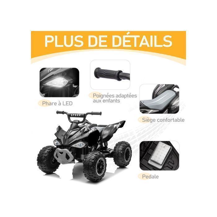 Quad Buggy électrique Enfant 12V 7Ah - LALAHO - pour enfants de 3 à 6 Ans - 4.5 Km/h Max , noir