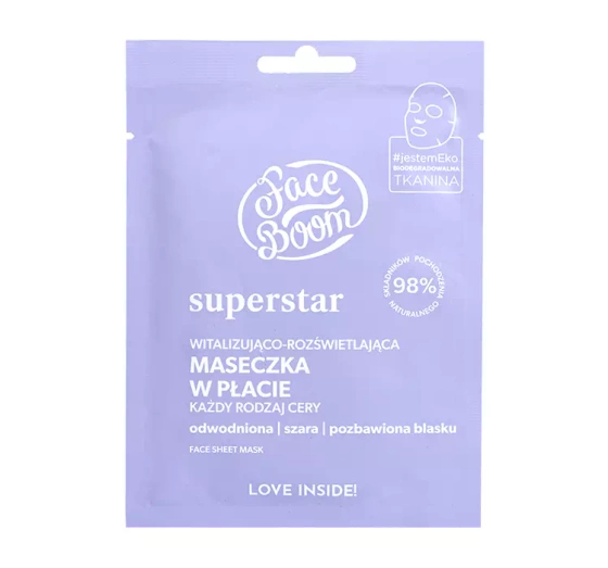 Face Boom Super Star witalizująco-rozświetlająca maseczka w płachcie Gwiazdorska Dama