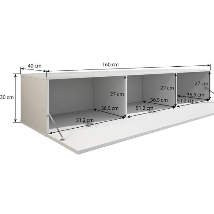 Mueble para TV - DISEÑO DE MUEBLES - Luke H2 - Puerta(s) - Sonoma e blanco - Brillante