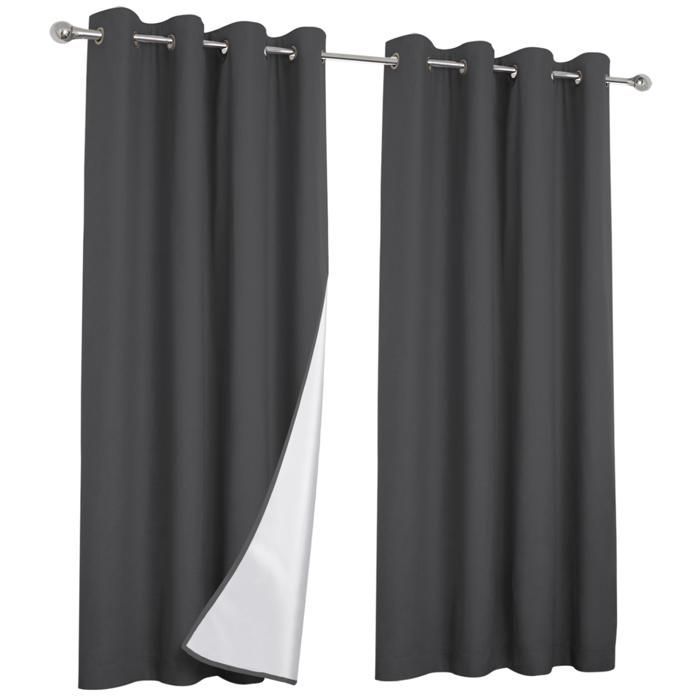 IDMARKET Juego de 2 cortinas térmicas gris antracita de 135x240 cm