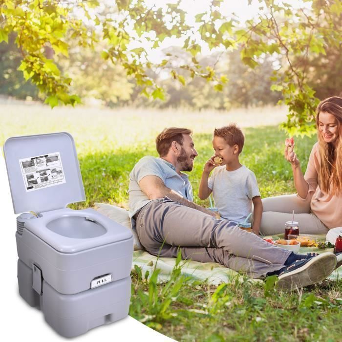 Inodoro químico portátil Giantex de 20 litros para camping, obras de construcción y barcos, color gris.